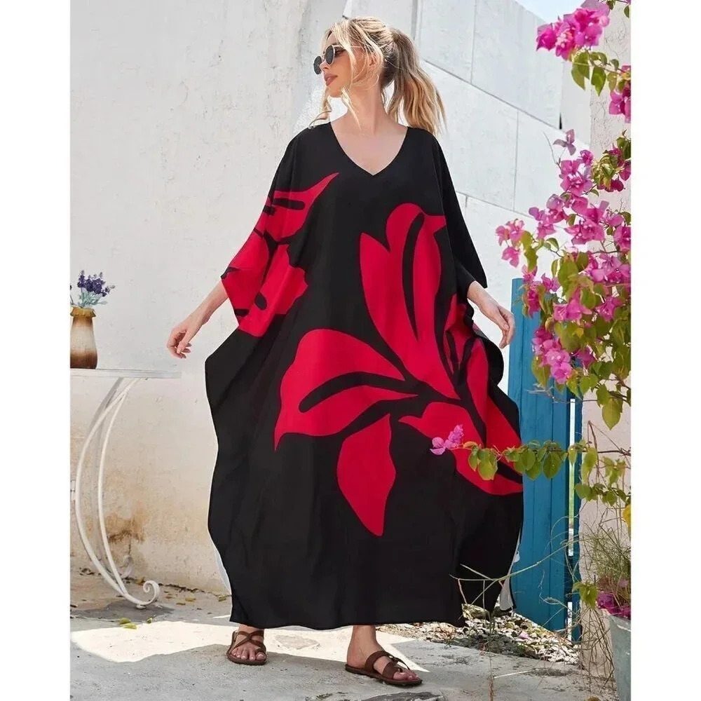 Womens Swimsuit Cover Up Bathing Suit black Bikini Long  Beach Dress - Picture 6 of 7